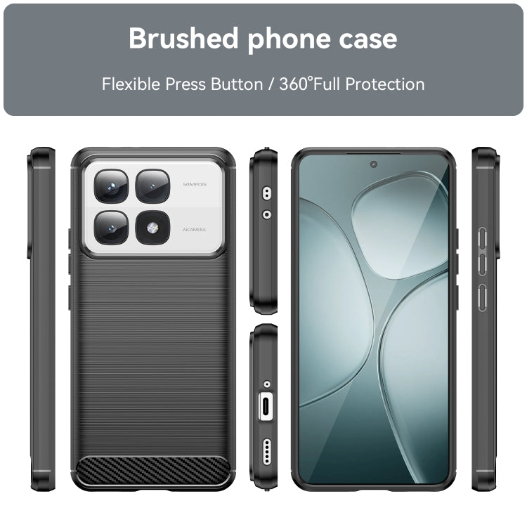 For Redmi K70 Ultra Brushed Texture Carbon Fiber TPU Phone Case(Black) - Xiaomi Cases by buy2fix | Online Shopping UK | buy2fix