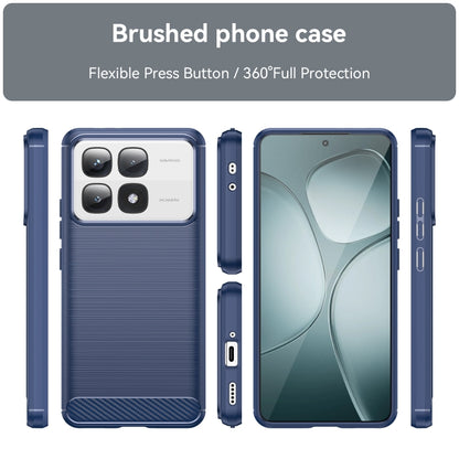 For Redmi K70 Ultra Brushed Texture Carbon Fiber TPU Phone Case(Blue) - Xiaomi Cases by buy2fix | Online Shopping UK | buy2fix