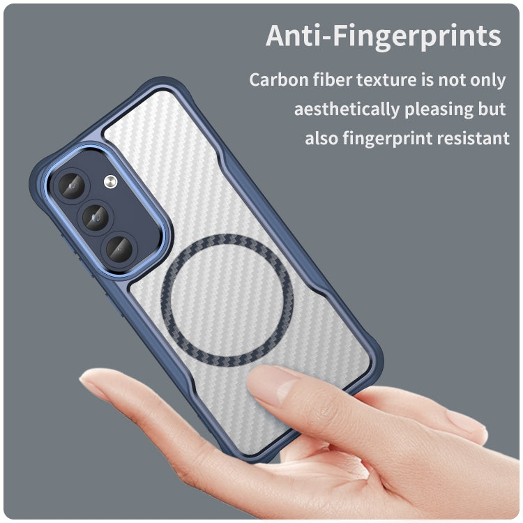 For Samsung Galaxy S25 5G Carbon Fiber Texture MagSafe Translucent Phone Case(Blue) - Galaxy S25 5G Cases by buy2fix | Online Shopping UK | buy2fix