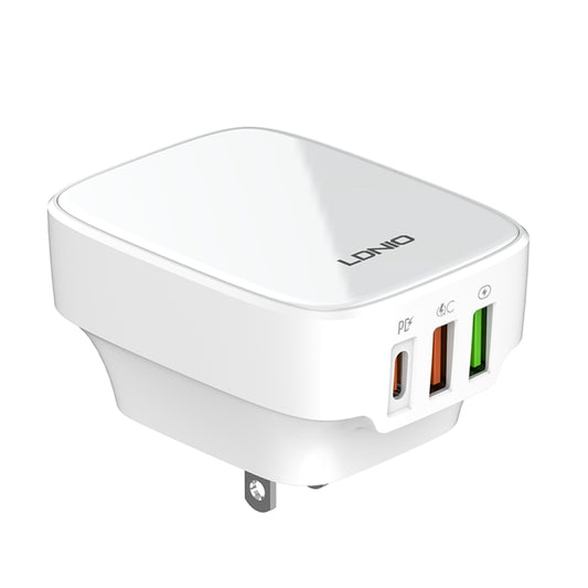 LDNIO Q334 32W Type-C + Dual USB Port Charger with 1m 8 Pin Data Cable, Plug Type:US Plug(White) - USB Charger by LDNIO | Online Shopping UK | buy2fix