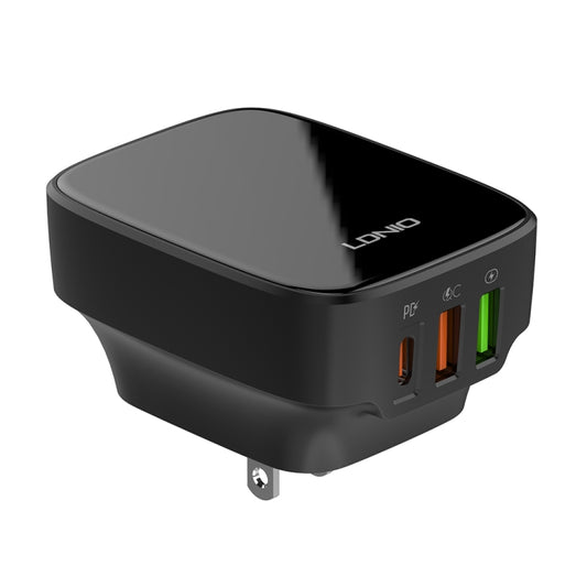 LDNIO Q334 32W Type-C + Dual USB Port Charger with 1m USB-C / Type-C Data Cable, Plug Type:US Plug(Black) - USB Charger by LDNIO | Online Shopping UK | buy2fix