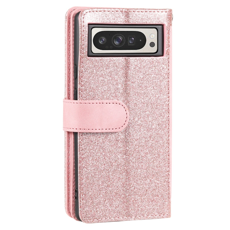 For Google Pixel 9 Pro XL Zipper Wallet Bag Horizontal Flip PU Phone Case with 9 Card Slots(Rose Gold) - Google Cases by buy2fix | Online Shopping UK | buy2fix