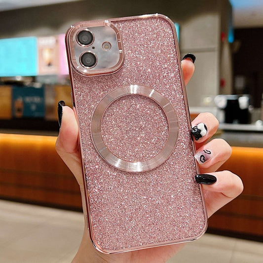 For iPhone 16 Plus Electroplating Pure Color Glitter Powder MagSafe Phone Case(Pink) - iPhone 16 Plus Cases by buy2fix | Online Shopping UK | buy2fix