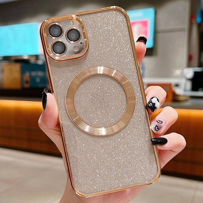 For iPhone 16 Pro Max Electroplating Pure Color Glitter Powder MagSafe Phone Case(Gold) - iPhone 16 Pro Max Cases by buy2fix | Online Shopping UK | buy2fix