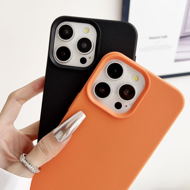 For iPhone 16 Pro Leather Texture TPU Full Coverage Phone Case(Orange) - iPhone 16 Pro Cases by buy2fix | Online Shopping UK | buy2fix