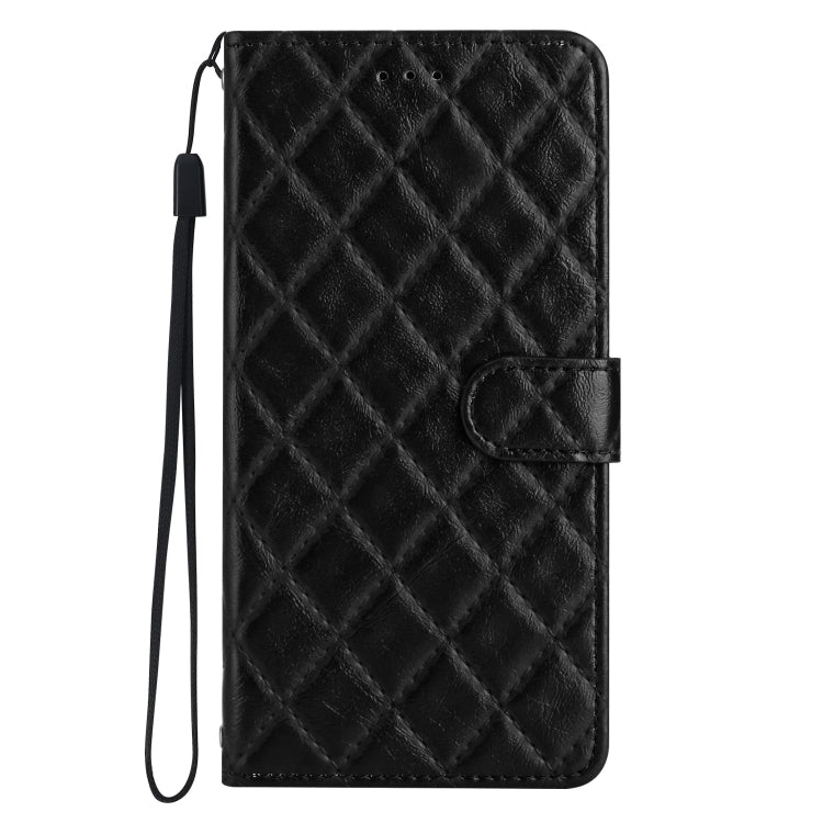 For iPhone 16 Pro Max Rhombus Lattice Texture Leather Phone Case(Black) - iPhone 16 Pro Max Cases by buy2fix | Online Shopping UK | buy2fix