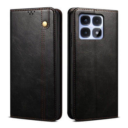 For Redmi K70 Ultra 5G Oil Wax Crazy Horse Texture Leather Phone Case(Black) - Xiaomi Cases by buy2fix | Online Shopping UK | buy2fix