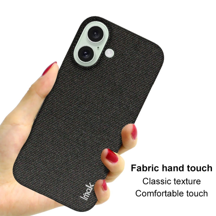 For iPhone 16 imak Ruiyi Series Cloth Texture PU + PC Phone Case(Black) - iPhone 16 Cases by imak | Online Shopping UK | buy2fix