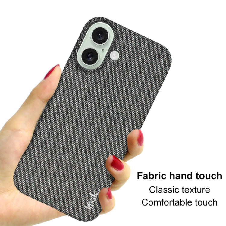 For iPhone 16 imak Ruiyi Series Cloth Texture PU + PC Phone Case(Dark Grey) - iPhone 16 Cases by imak | Online Shopping UK | buy2fix