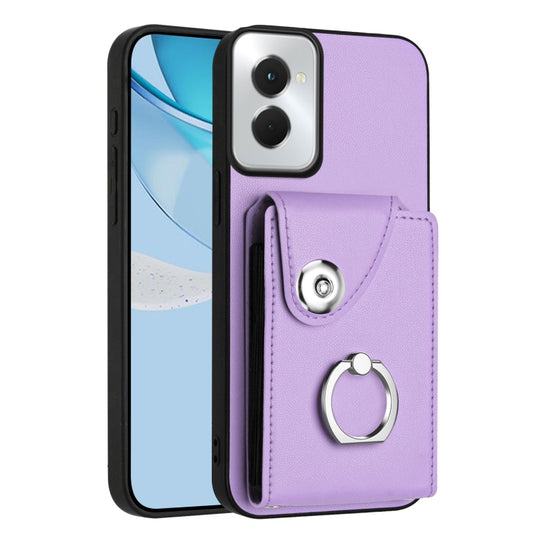 For Motorola Moto G Power 2024 5G Organ Card Bag Ring Holder Phone Case(Purple) - Motorola Cases by buy2fix | Online Shopping UK | buy2fix