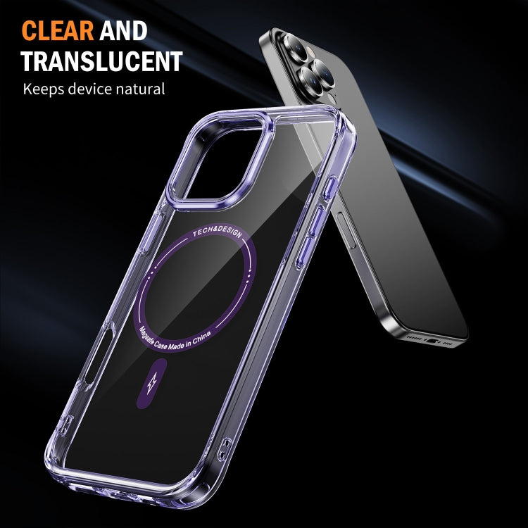 For iPhone 16 Pro Max Airbag Magsafe PC Hybrid TPU Phone Case(Clear Purple) - iPhone 16 Pro Max Cases by buy2fix | Online Shopping UK | buy2fix