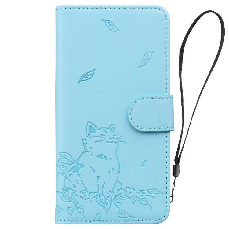 For Redmi K70 Ultra Cute Cat Embossed Leather Phone Case(Sky Blue) - Xiaomi Cases by buy2fix | Online Shopping UK | buy2fix