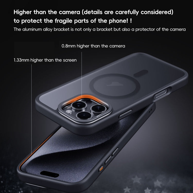 For iPhone 16 Pro Frosted Lens Holder MagSafe Magnetic Phone Case(Black) - iPhone 16 Pro Cases by buy2fix | Online Shopping UK | buy2fix