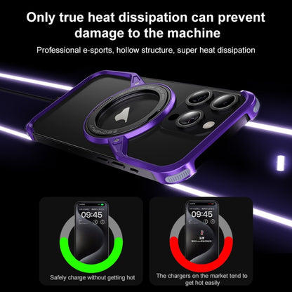 For iPhone 16 Pro Frameless Rotation Holder Magsafe Metal Phone Case(Dark Purple) - iPhone 16 Pro Cases by buy2fix | Online Shopping UK | buy2fix