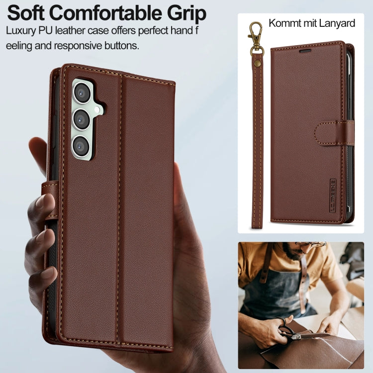 For Samsung Galaxy S24+ 5G LC.IMEEKE L2 Series Detachable Magsafe PU Phone Case with Lanyard(Brown) - Galaxy S24+ 5G Cases by LC.IMEEKE | Online Shopping UK | buy2fix