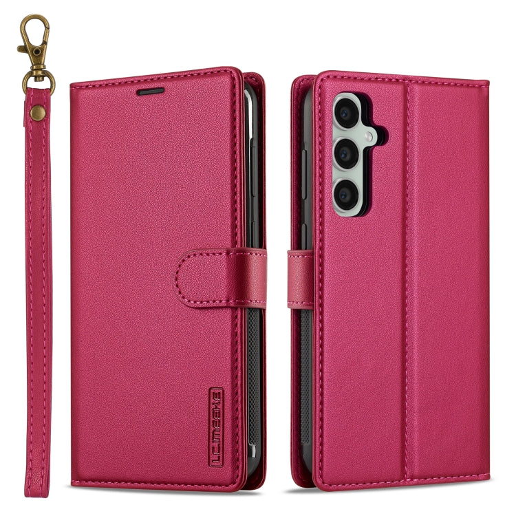 For Samsung Galaxy A55 5G LC.IMEEKE L2 Series Detachable Magsafe PU Phone Case with Lanyard(Red) - Galaxy Phone Cases by LC.IMEEKE | Online Shopping UK | buy2fix