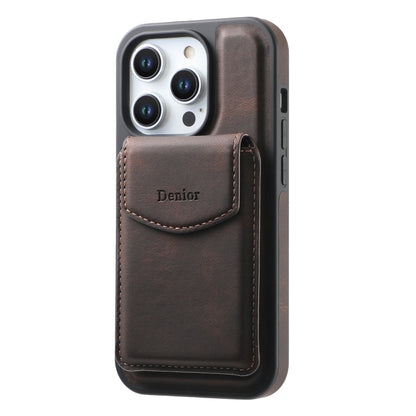 For iPhone 12 / 12 Pro Denior D19 Skin Feel MagSafe Detachable Card Slot Phone Case(Brown) - iPhone 12 / 12 Pro Cases by Denior | Online Shopping UK | buy2fix