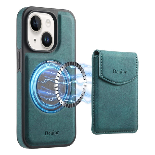 For iPhone 15 Plus / 14 Plus Denior D20 Skin Feel MagSafe Holder Detachable Card Slot Phone Case(Blue) - iPhone 15 Plus Cases by Denior | Online Shopping UK | buy2fix