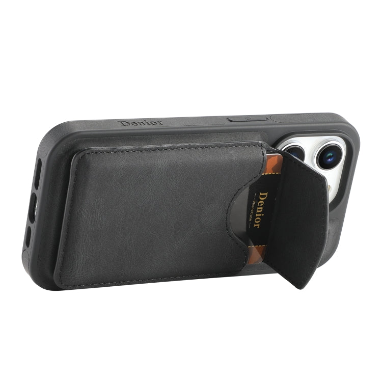 For iPhone 12 Pro Max Denior D20 Skin Feel MagSafe Holder Detachable Card Slot Phone Case(Black) - iPhone 12 Pro Max Cases by Denior | Online Shopping UK | buy2fix