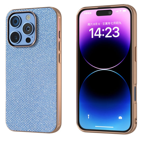 For iPhone 16 Pro Nano Plating Diamond Texture Phone Case(Blue) - iPhone 16 Pro Cases by buy2fix | Online Shopping UK | buy2fix