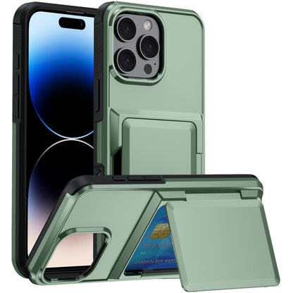 For iPhone 16 Pro Max Card Slot Holder Phone Case(Light Green) - iPhone 16 Pro Max Cases by buy2fix | Online Shopping UK | buy2fix