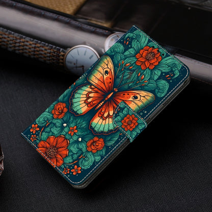 For iPhone 16 Crystal Painted Leather Phone case(Flower Butterfly) - iPhone 16 Cases by buy2fix | Online Shopping UK | buy2fix