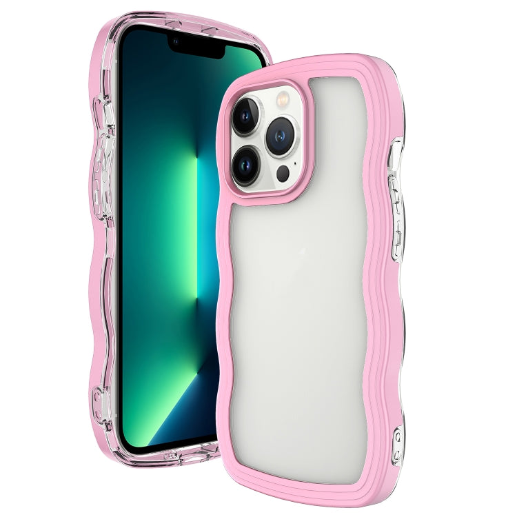 For iPhone 16 Pro Max Candy Color Wave TPU Clear PC Phone Case(Pink) - iPhone 16 Pro Max Cases by buy2fix | Online Shopping UK | buy2fix