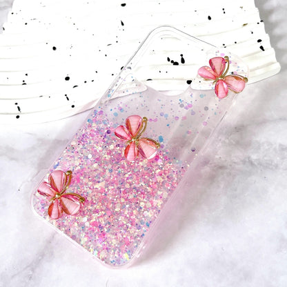 For iPhone 16 Plus Luminous Starry Sky Glitter Butterfly TPU Phone Case(Pink) - iPhone 16 Plus Cases by buy2fix | Online Shopping UK | buy2fix