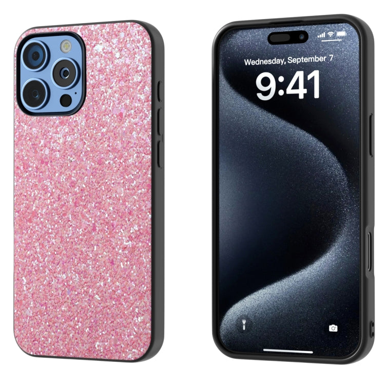 For iPhone 16 Pro Black Frame Colorful Glitter Phone Case(Purple Pink) - iPhone 16 Pro Cases by buy2fix | Online Shopping UK | buy2fix