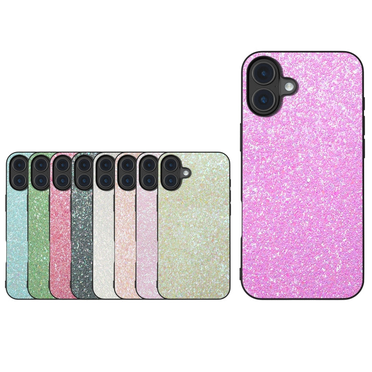 For iPhone 16 Plus Black Frame Colorful Glitter Phone Case(Light Green) - iPhone 16 Plus Cases by buy2fix | Online Shopping UK | buy2fix