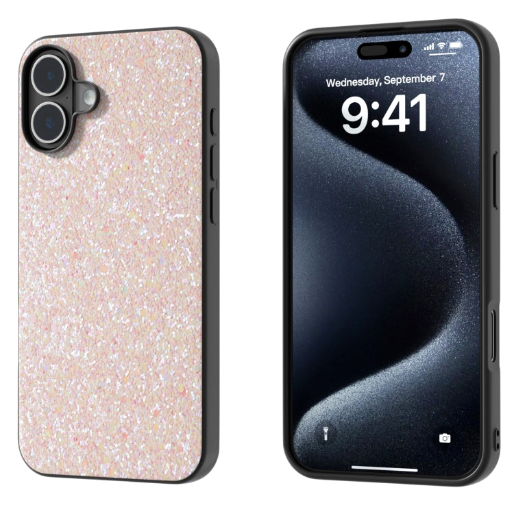 For iPhone 16 Black Frame Colorful Glitter Phone Case(Pink) - iPhone 16 Cases by buy2fix | Online Shopping UK | buy2fix