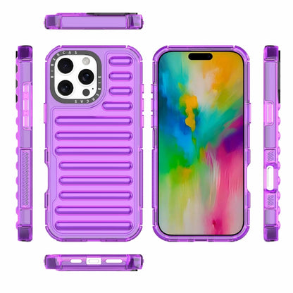 For iPhone 16 Pro Max High Transparency TPU Hybrid PC Airbag Phone Case(Transparent Purple) - iPhone 16 Pro Max Cases by buy2fix | Online Shopping UK | buy2fix