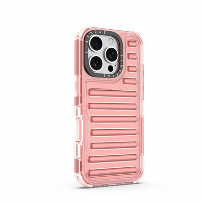 For iPhone 16 Pro High Transparency TPU Hybrid PC Airbag Phone Case(Peach Red) - iPhone 16 Pro Cases by buy2fix | Online Shopping UK | buy2fix