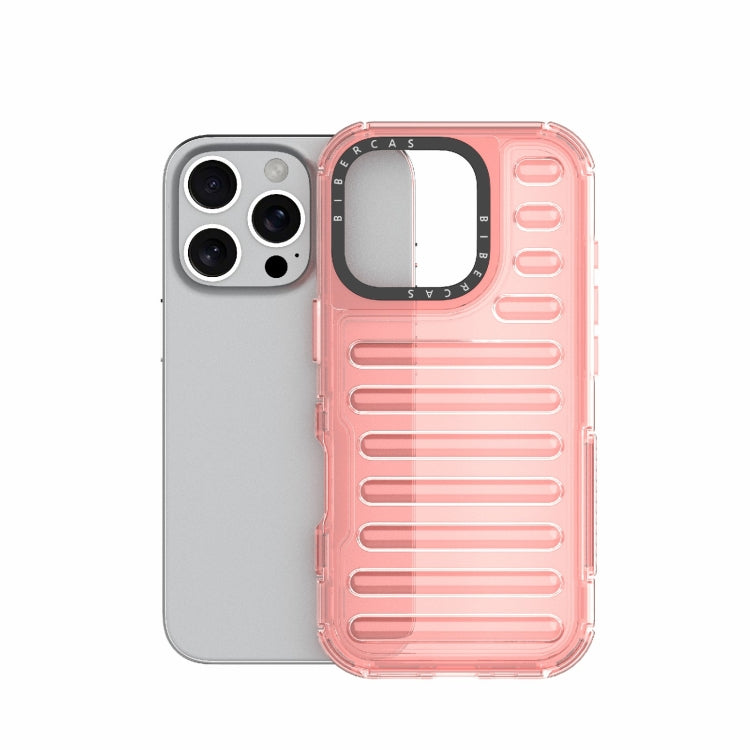 For iPhone 16 Pro High Transparency TPU Hybrid PC Airbag Phone Case(Peach Red) - iPhone 16 Pro Cases by buy2fix | Online Shopping UK | buy2fix