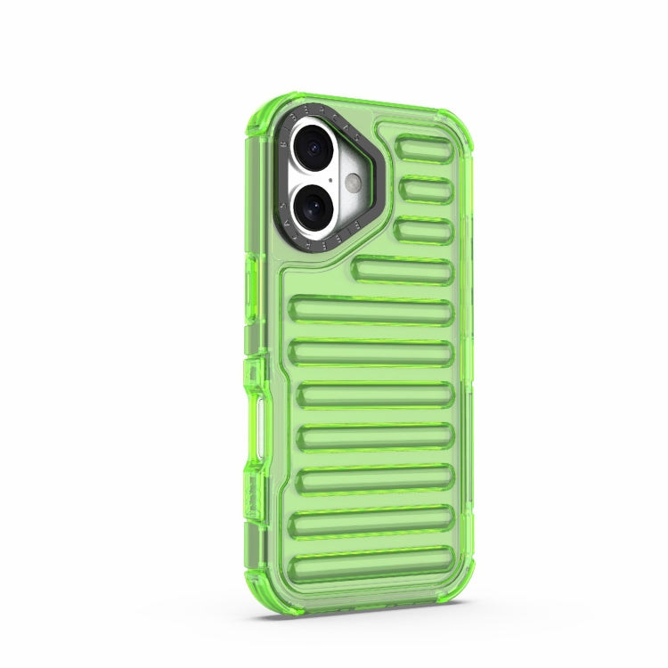 For iPhone 16 High Transparency TPU Hybrid PC Airbag Phone Case(Transparent Green) - iPhone 16 Cases by buy2fix | Online Shopping UK | buy2fix