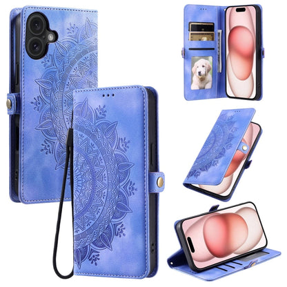 For iPhone 16 Plus Skin Feel Totem Embossed Leather Phone Case(Purple) - iPhone 16 Plus Cases by buy2fix | Online Shopping UK | buy2fix