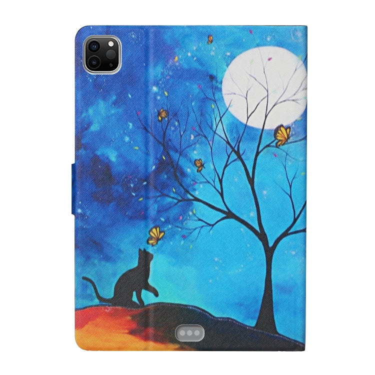 For iPad Pro 11 2024  Colored Drawing Pattern Flip Leather Smart Tablet Case(Moonlight Cat) - iPad Pro 11 2024 Cases by buy2fix | Online Shopping UK | buy2fix