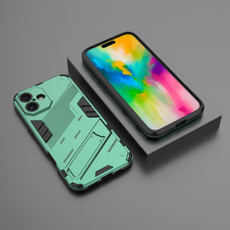 For iPhone 16 Plus Punk Armor 2 in 1 PC + TPU Phone Case with Holder(Green) - iPhone 16 Plus Cases by buy2fix | Online Shopping UK | buy2fix