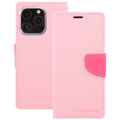 For iPhone 16 Pro GOOSPERY FANCY DIARY Cross Texture Leather Phone Case(Pink) - iPhone 16 Pro Cases by GOOSPERY | Online Shopping UK | buy2fix