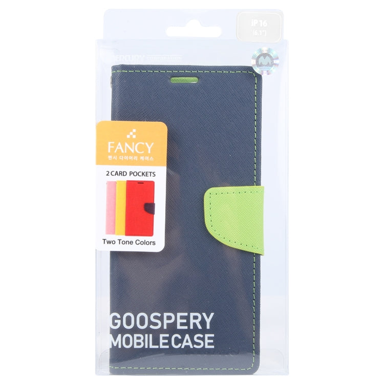 For iPhone 16 GOOSPERY FANCY DIARY Cross Texture Leather Phone Case(Navy Blue) - iPhone 16 Cases by GOOSPERY | Online Shopping UK | buy2fix