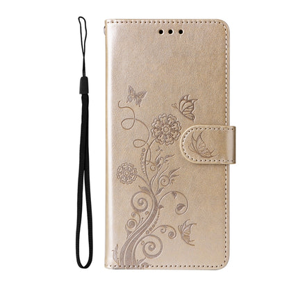 For Redmi K70 / K70 Pro Embossed Butterfly Flowers Leather Phone Case(Gold) - K70 Cases by buy2fix | Online Shopping UK | buy2fix