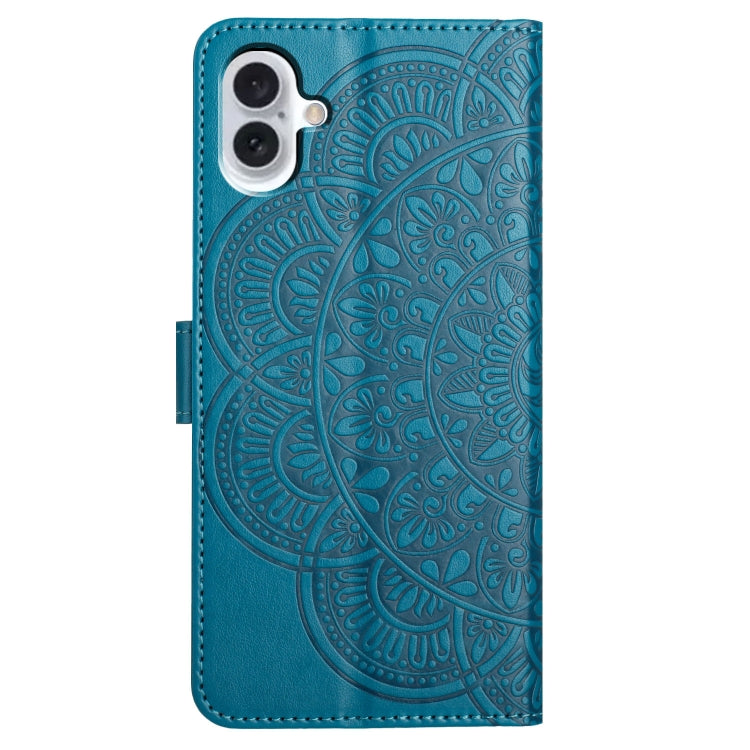 For iPhone 16 Flower Embossed Leather Phone Case(Blue) - iPhone 16 Cases by buy2fix | Online Shopping UK | buy2fix