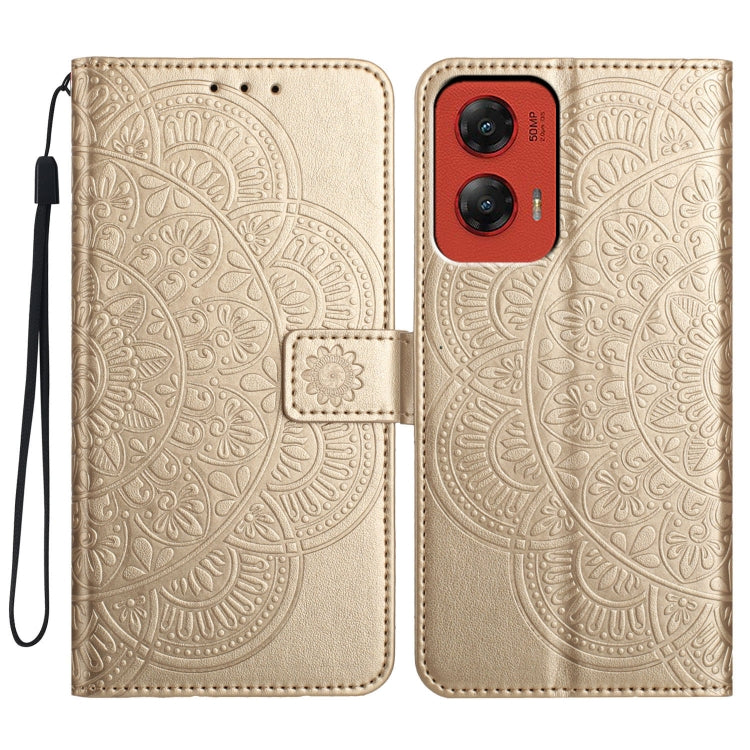 For Motorola Moto G Stylus 5G 2024 Flower Embossed Leather Phone Case(Gold) - Motorola Cases by buy2fix | Online Shopping UK | buy2fix