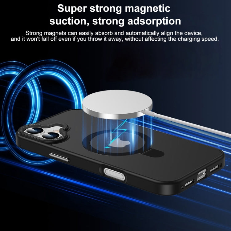 For iPhone 16 Plus Skin Feel MagSafe Magnetic Holder Phone Case(Dark Blue) - iPhone 16 Plus Cases by buy2fix | Online Shopping UK | buy2fix