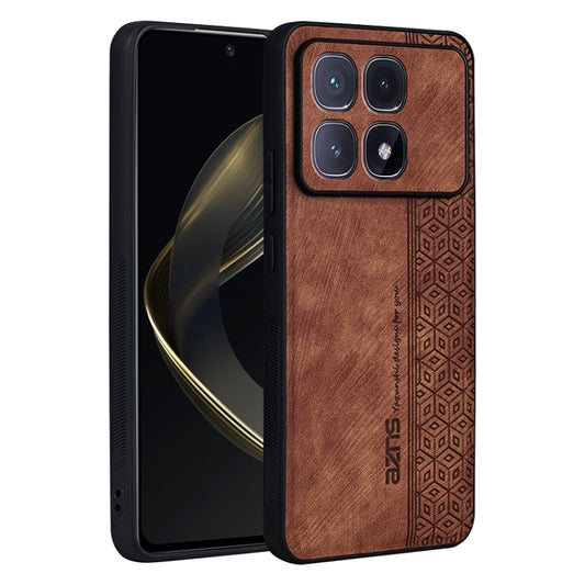 For Redmi K70 Ultra AZNS 3D Embossed Skin Feel Phone Case(Brown) - Xiaomi Cases by AZNS | Online Shopping UK | buy2fix