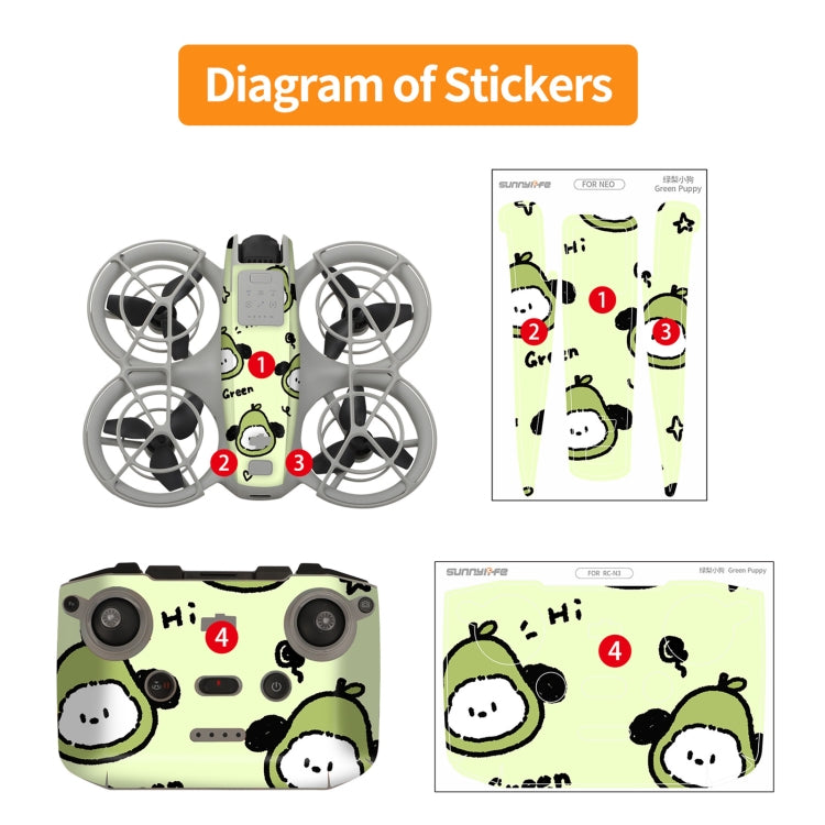 For DJI Neo 2pcs Combo Drone Body Protective Stickers(Green Hat Man + Cute Ducks) - Stickers by Sunnylife | Online Shopping UK | buy2fix