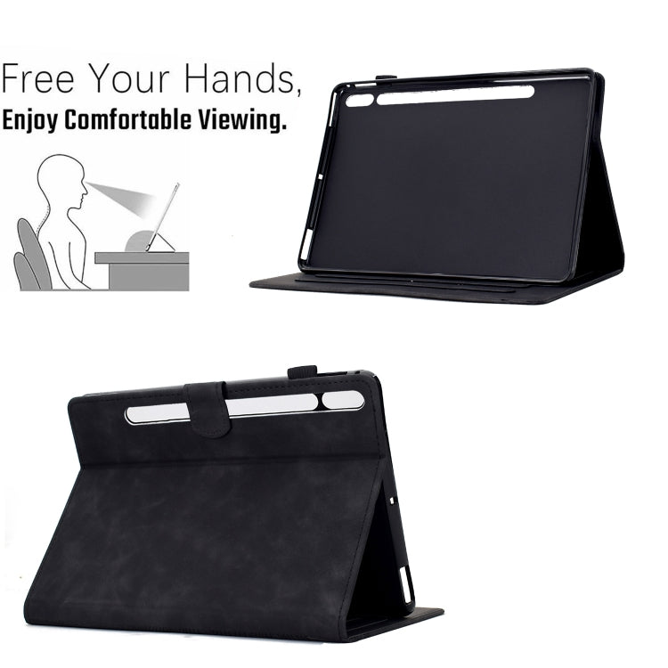 For Samsung Galaxy Tab S9 / S9 FE Cats Embossed Leather Smart Tablet Case(Black) - Galaxy Tab S9 Cases by buy2fix | Online Shopping UK | buy2fix