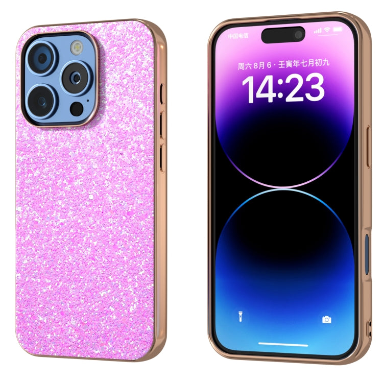 For iPhone 16 Pro Electroplating Frame Colorful Glitter Phone Case(Dark Pink) - iPhone 16 Pro Cases by buy2fix | Online Shopping UK | buy2fix