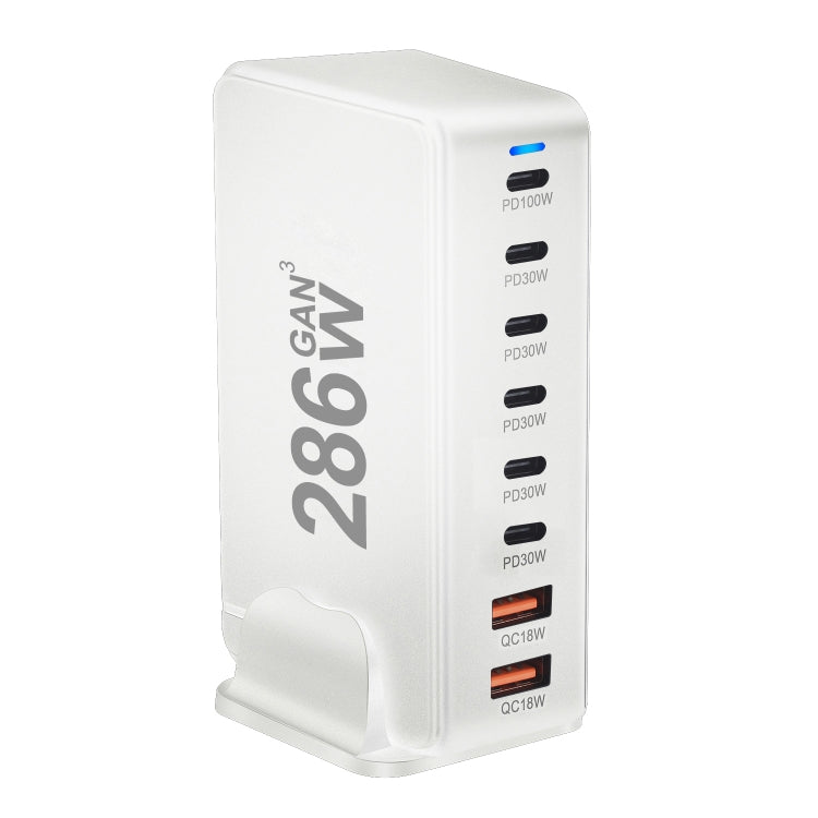 YMX-986 286W 6Type-C, 3USB 8-Ports Desktop Fast Charger, Plug Type:EU Plug(White) - Multifunction Charger by buy2fix | Online Shopping UK | buy2fix