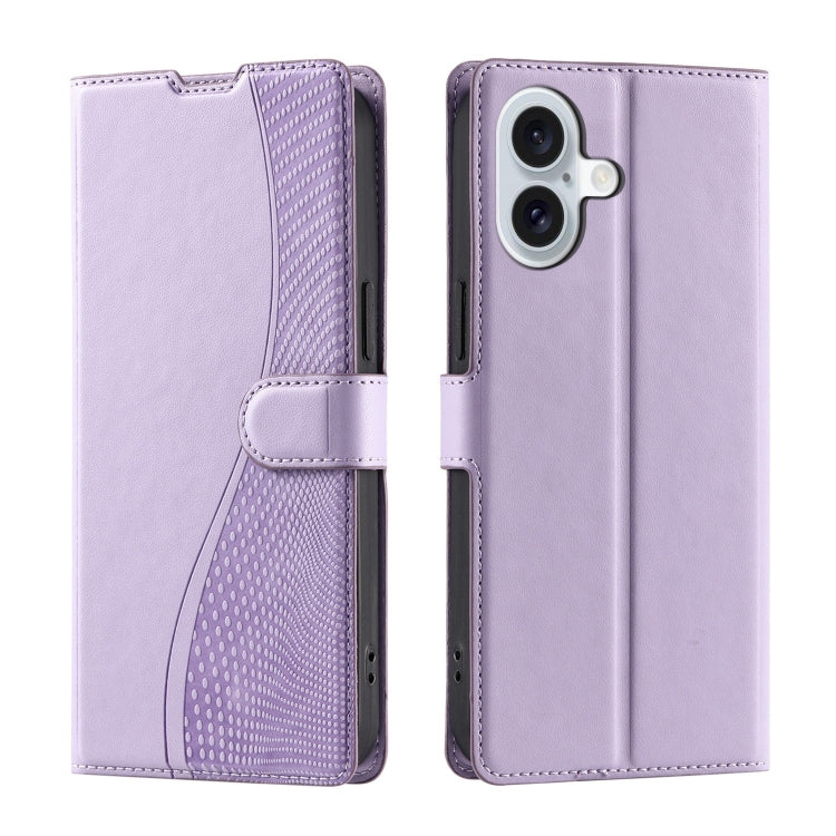 For iPhone 16 Plus Voltage Ultra-thin Dot Leather Phone Case(Purple) - iPhone 16 Plus Cases by buy2fix | Online Shopping UK | buy2fix